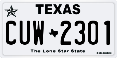 TX license plate CUW2301