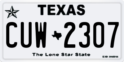 TX license plate CUW2307