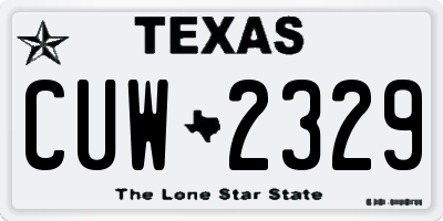TX license plate CUW2329
