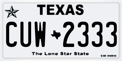 TX license plate CUW2333