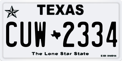 TX license plate CUW2334