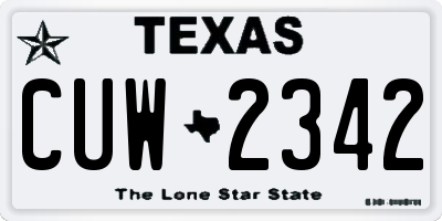 TX license plate CUW2342
