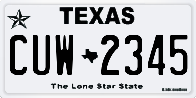 TX license plate CUW2345