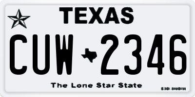 TX license plate CUW2346