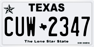 TX license plate CUW2347