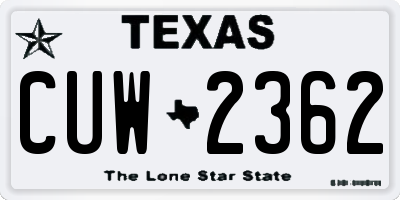 TX license plate CUW2362