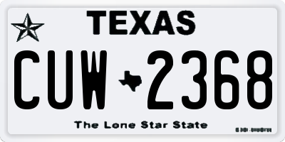 TX license plate CUW2368