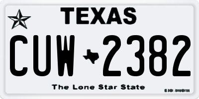 TX license plate CUW2382