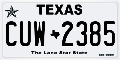 TX license plate CUW2385