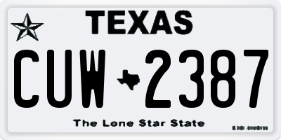 TX license plate CUW2387