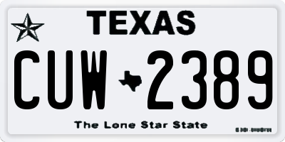 TX license plate CUW2389
