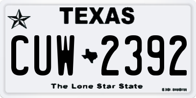 TX license plate CUW2392