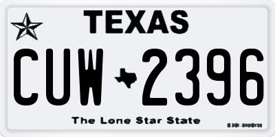TX license plate CUW2396