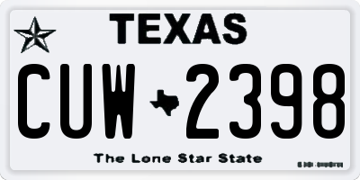 TX license plate CUW2398