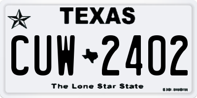 TX license plate CUW2402