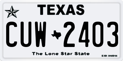TX license plate CUW2403