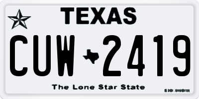 TX license plate CUW2419