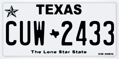 TX license plate CUW2433