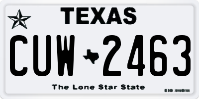 TX license plate CUW2463