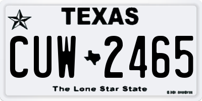 TX license plate CUW2465