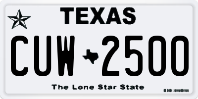 TX license plate CUW2500