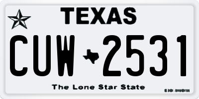 TX license plate CUW2531
