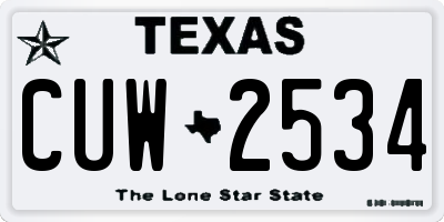 TX license plate CUW2534