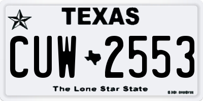 TX license plate CUW2553
