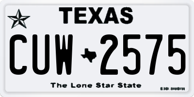 TX license plate CUW2575