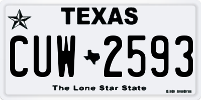 TX license plate CUW2593
