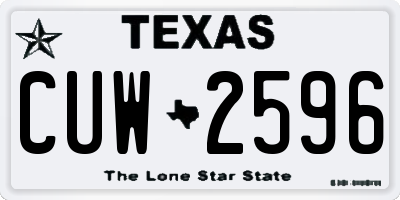 TX license plate CUW2596