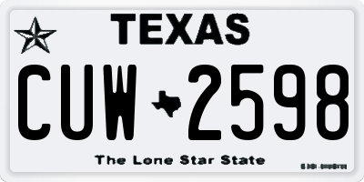 TX license plate CUW2598