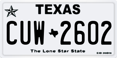 TX license plate CUW2602