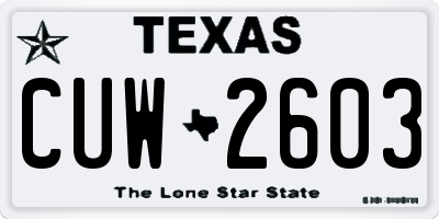 TX license plate CUW2603
