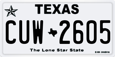 TX license plate CUW2605