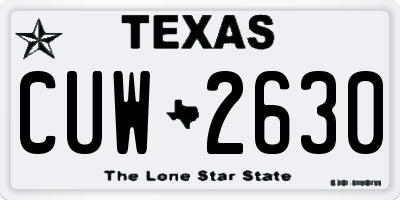 TX license plate CUW2630