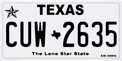 TX license plate CUW2635