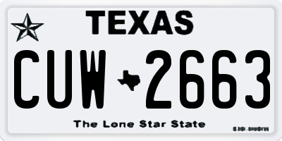 TX license plate CUW2663
