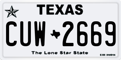 TX license plate CUW2669