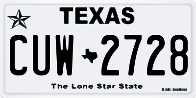 TX license plate CUW2728