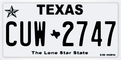 TX license plate CUW2747