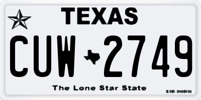 TX license plate CUW2749