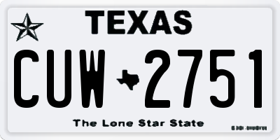 TX license plate CUW2751