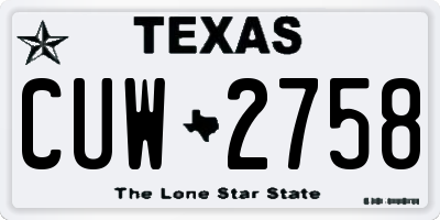 TX license plate CUW2758
