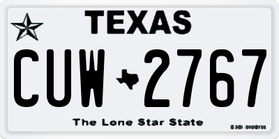 TX license plate CUW2767