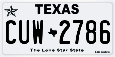 TX license plate CUW2786