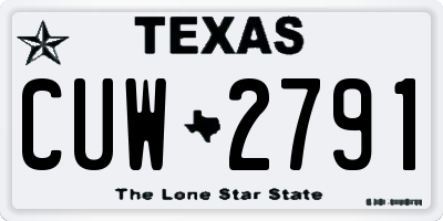 TX license plate CUW2791