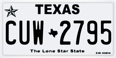 TX license plate CUW2795