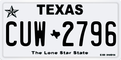 TX license plate CUW2796