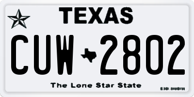 TX license plate CUW2802